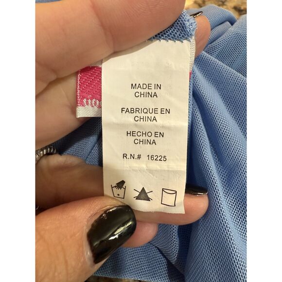 Shirley of Hollywood Lingerie Sexy Sheer Blue Lace Babydoll Peekaboo Cutouts XL - Picture 10 of 12